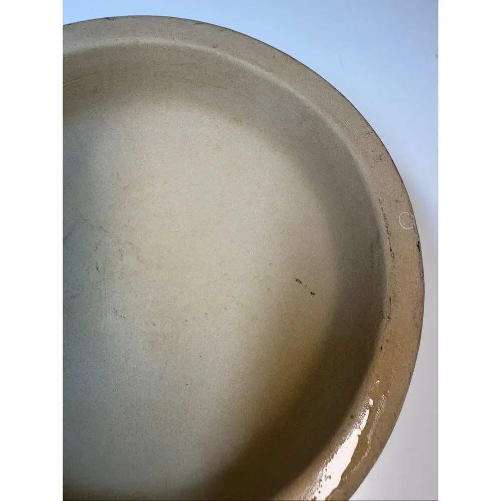 Pampered Chef Double Pet Bowl Feeder Dish Stoneware Tan USA 5132